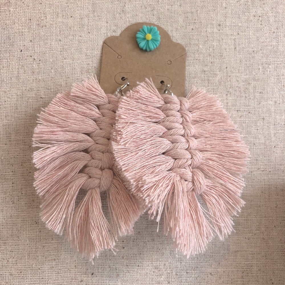 Pink macrame earrings